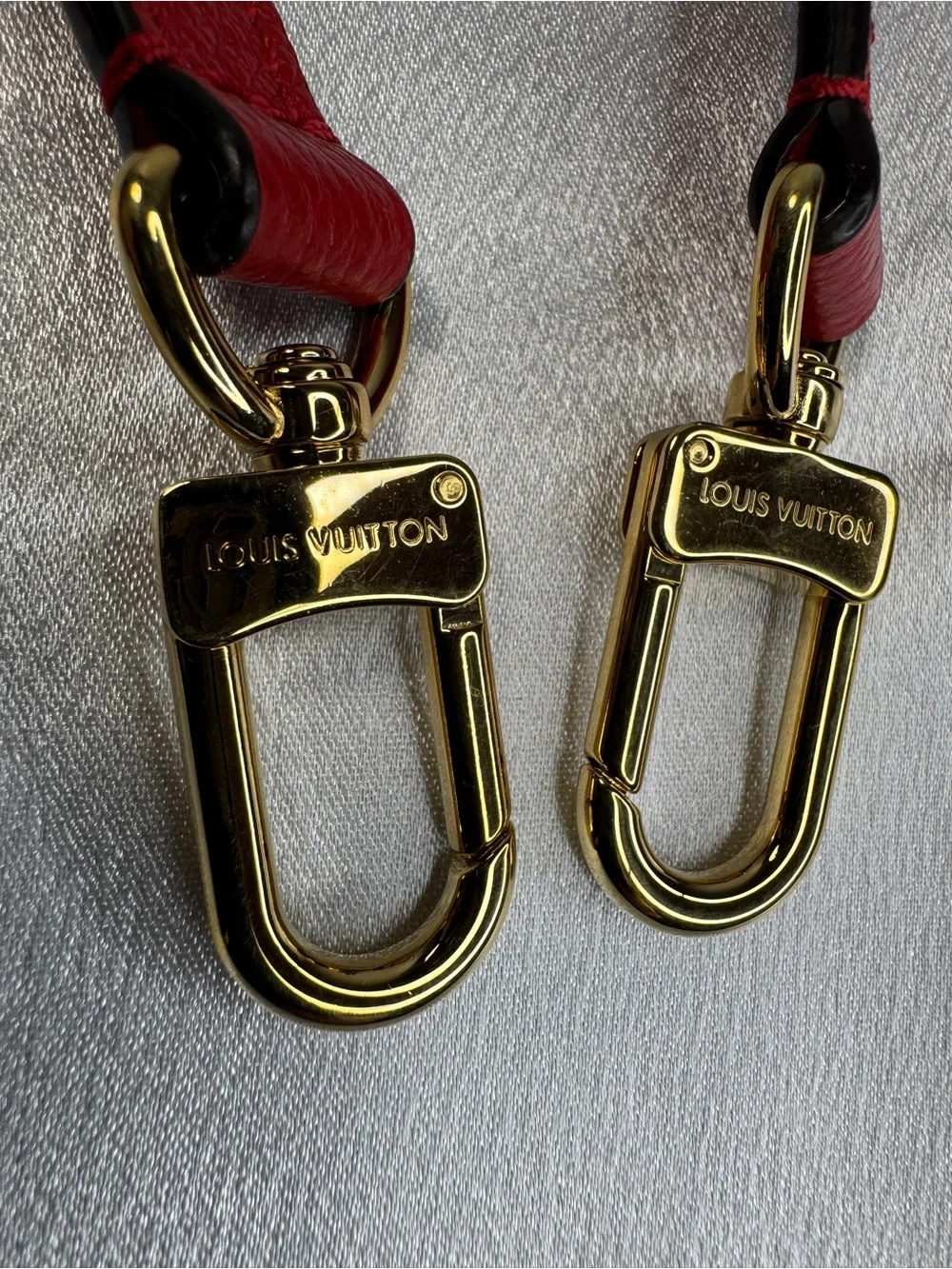 Louis Vuitton Red Leather Strap with Gold Hardware
